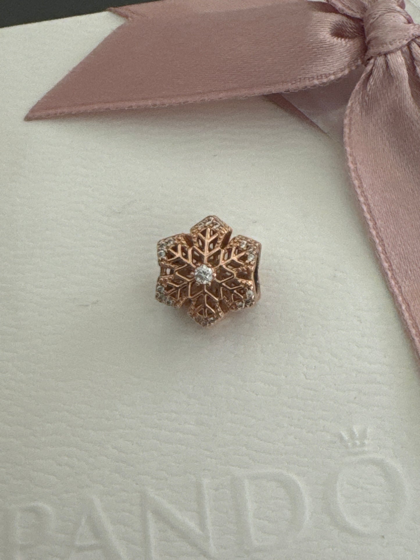 Genuine Pandora Rose Gold Christmas Snowflake Pave Charm