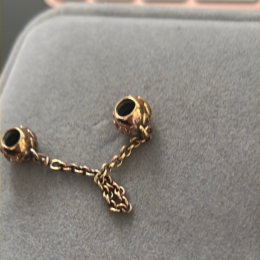Genuine Pandora Hearts Safety Chain Custome Rose Gold Dip