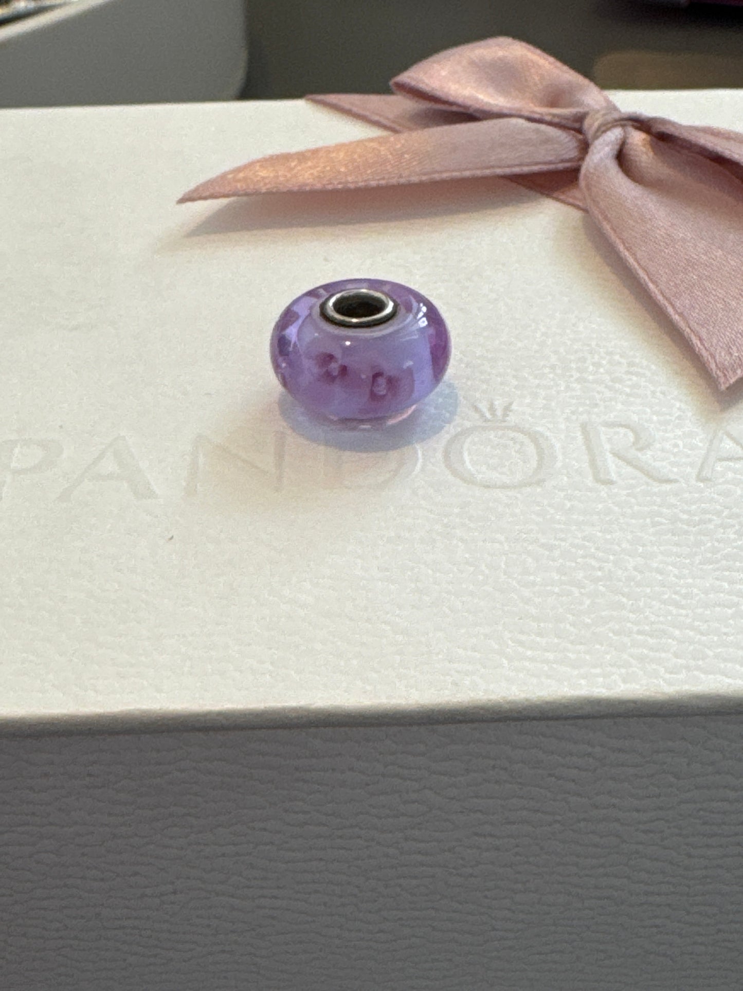 Genuine Trollbeads Lilac Purple Triple Flower Murano Charm