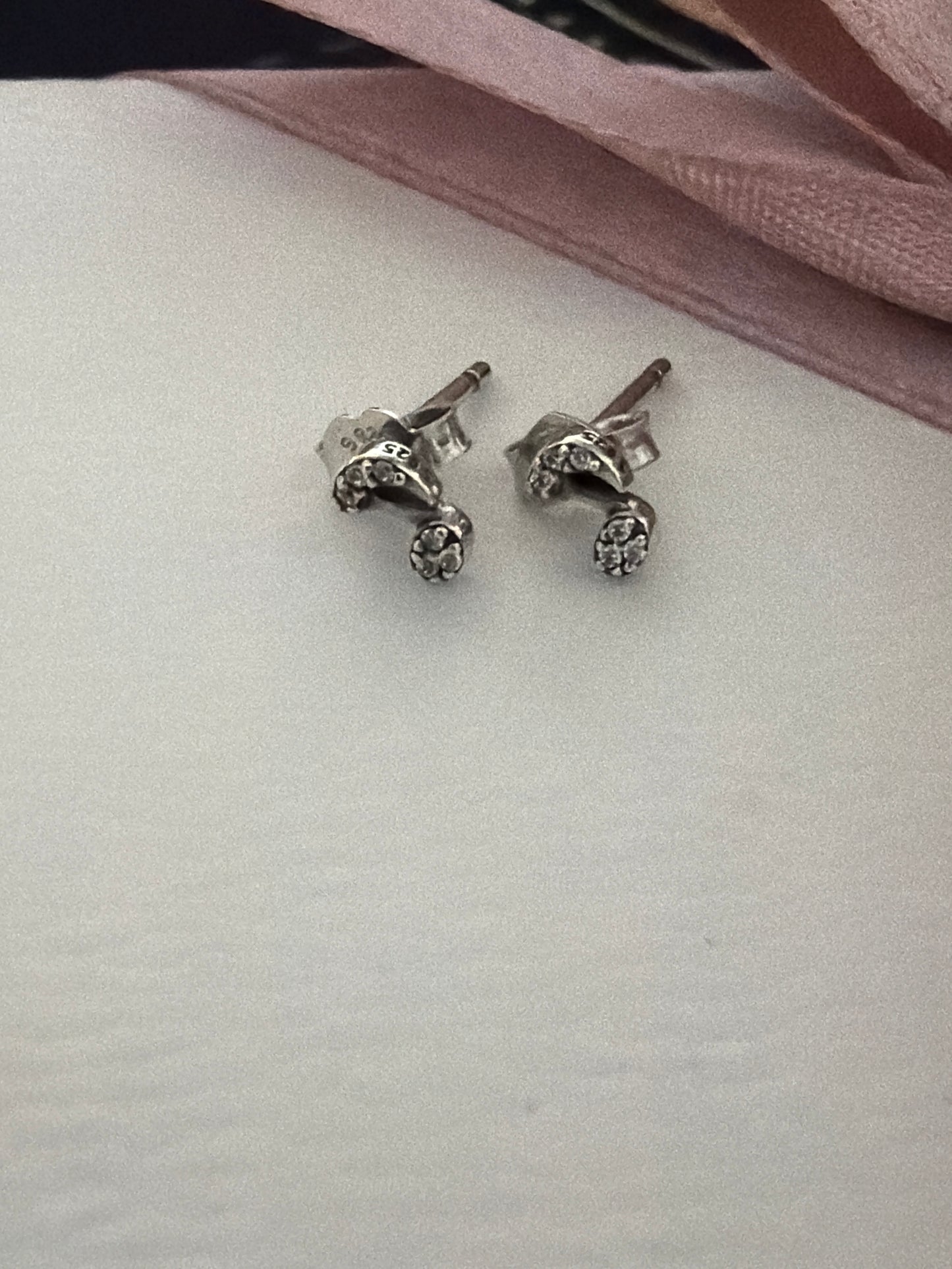 Genuine Pandora Pave Music Note Tiny ME Earrings Studs