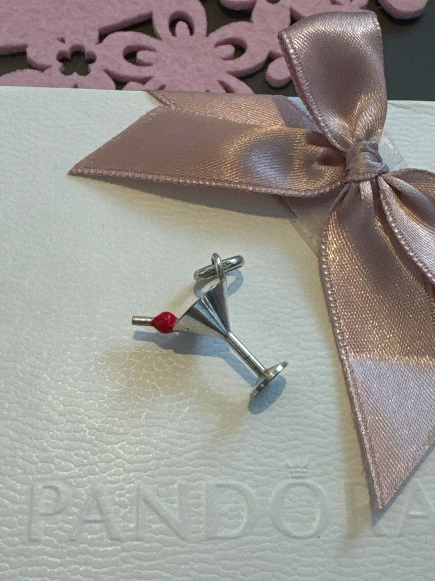 Genuine Links of London Cocktail Glass with Cherry Dangle Charm