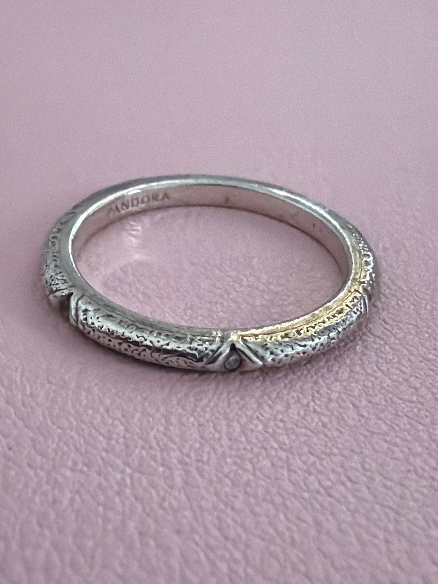 Genuine Pandora Textured Pyramid CZ Ring 58