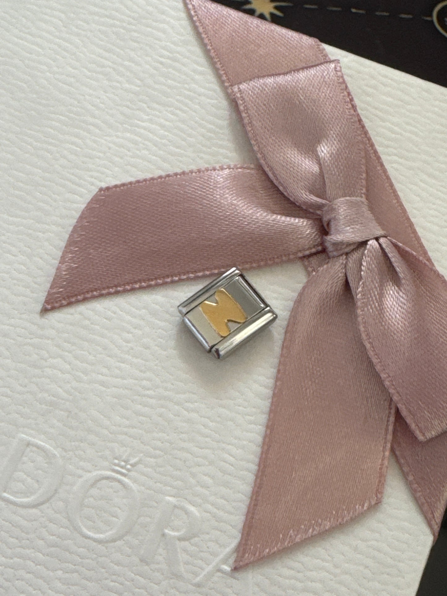 Genuine Nomination Silver Link Charm Letter N Initial Rose Gold