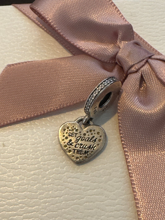 Genuine Pandora HTF 'Set goals and crush them' Enamel Dangle Charm