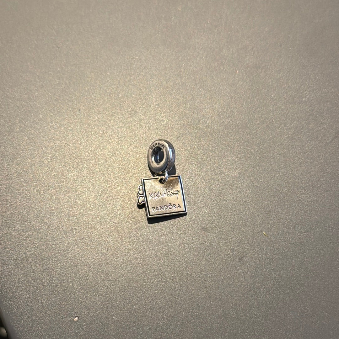 Genuine Pandora Keith Haring Enamel Pink Heart Dangle Charm