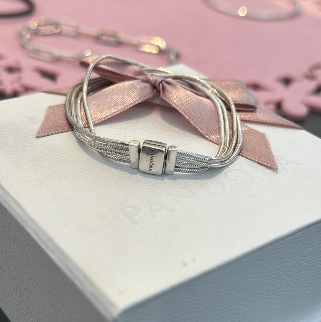 Genuine Pandora Reflexions Multi-Snake Chain Charm Bracelet 17.5cm