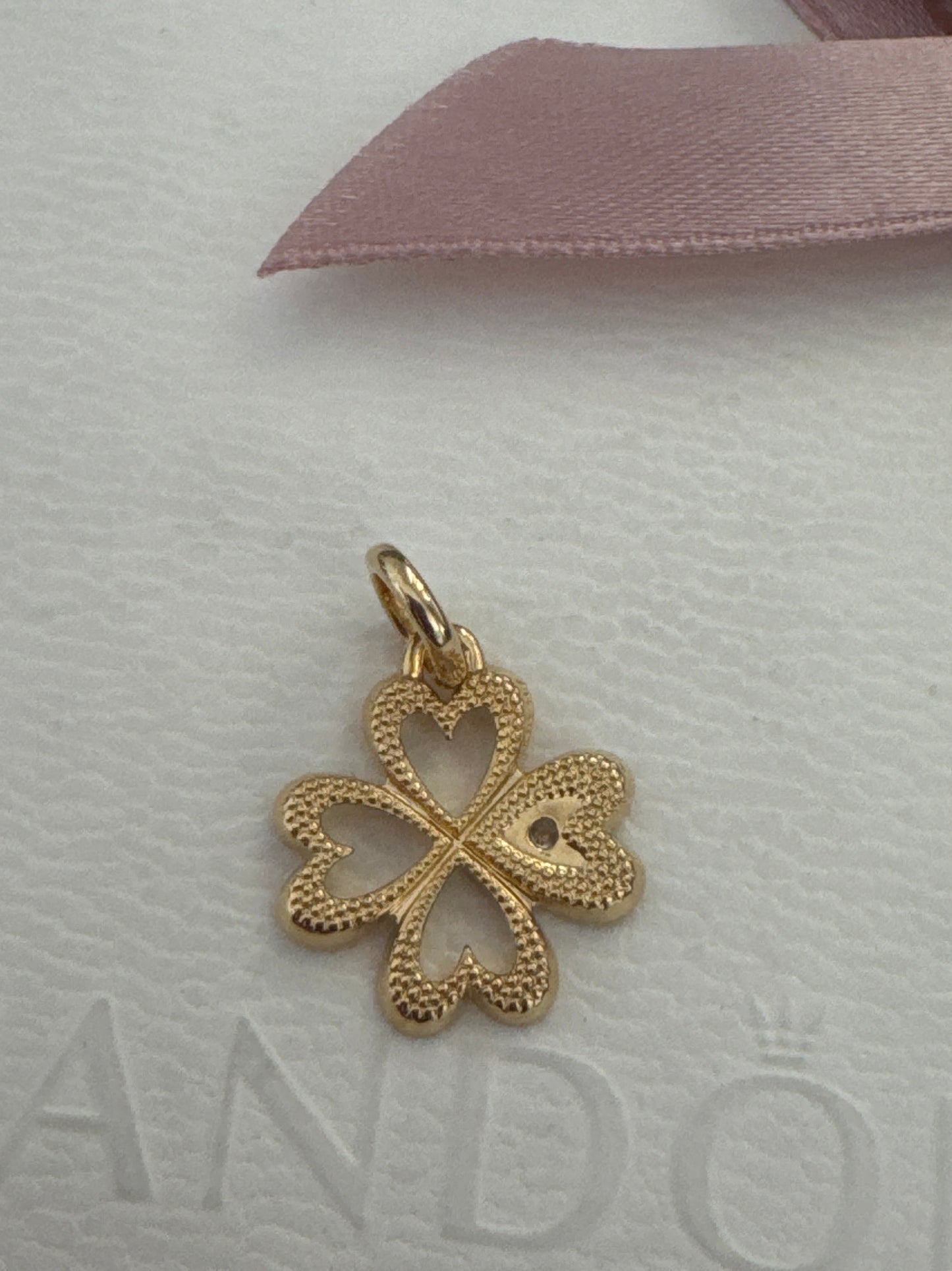 Genuine Pandora Me Shine Gold Plated Clover CZ Medallion Charm