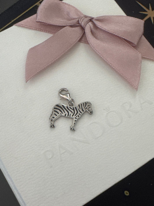 Genuine Thomas Sabo Enamel Zebra Flat Dangle Charm