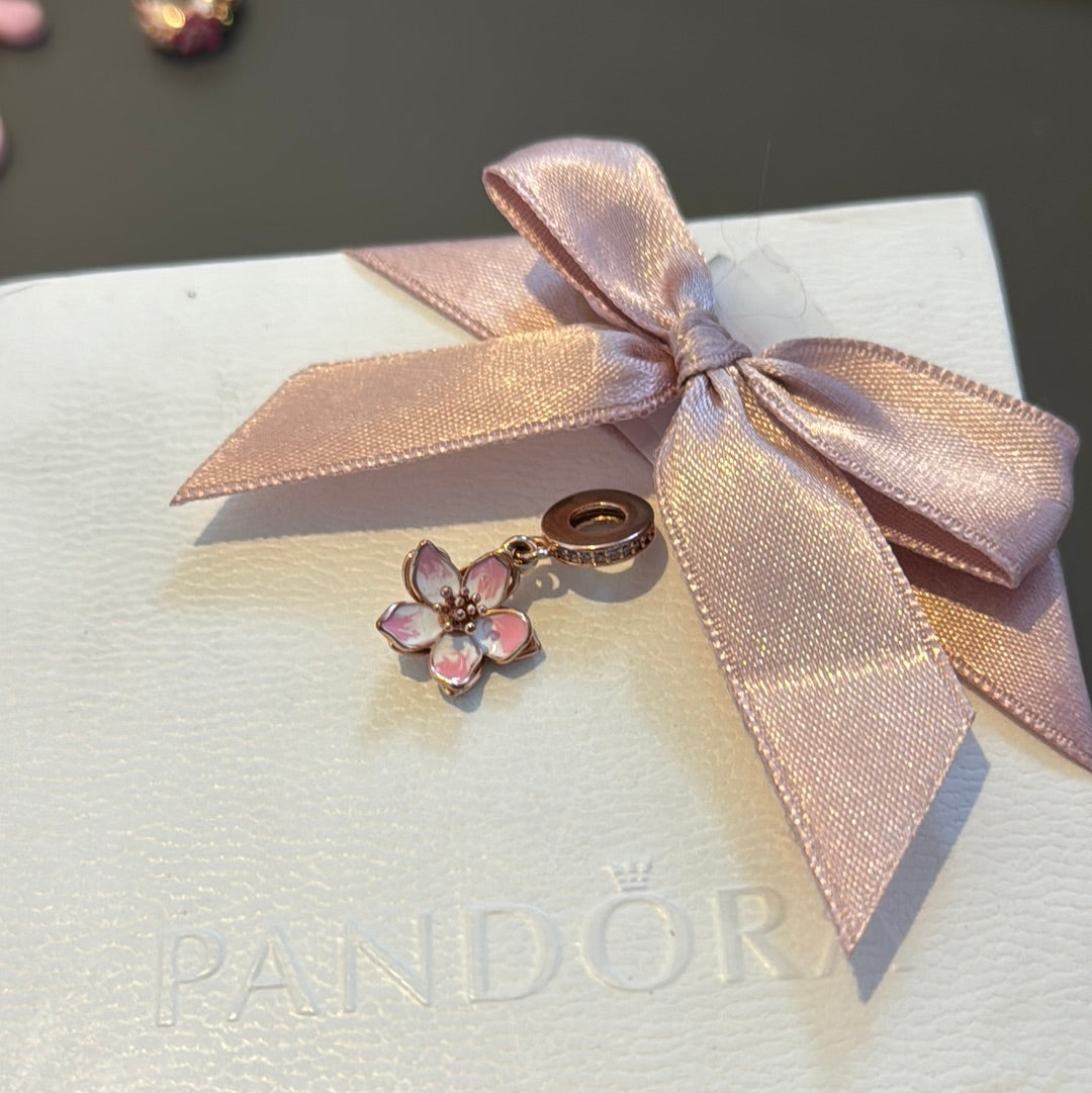 Genuine Pandora Rose Gold Cherry Blossom Flower Charm HTF