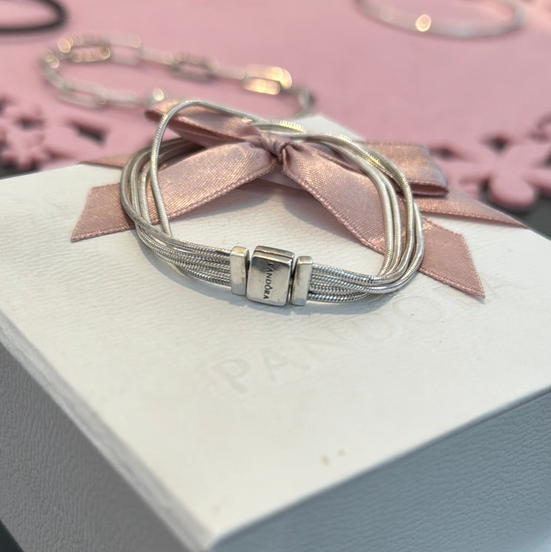 Genuine Pandora Reflexions Multi-Snake Chain Charm Bracelet 17.5cm