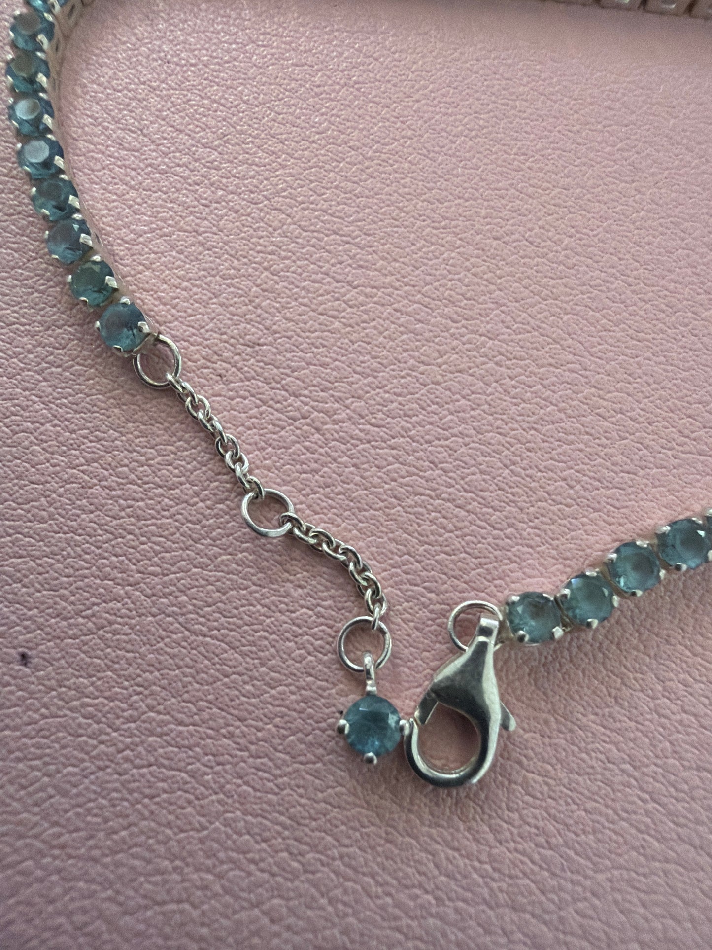 Genuine Pandora Sparkling Light BLue CZ Tennis Bracelet SIZE 2
