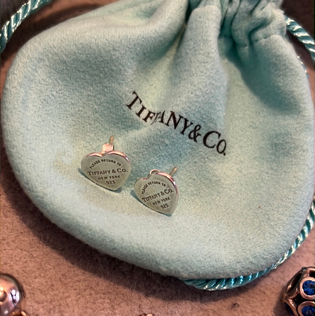 Genuine Tiffany & CO Sterling Silver Heart Earrings