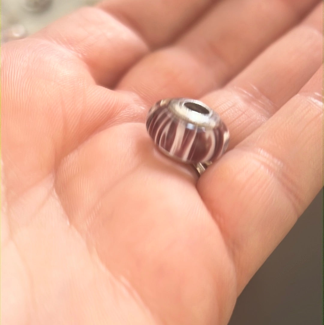 Genuine Pandora Rare Limited Edition Purple Zebra Print Animal Murano Charm