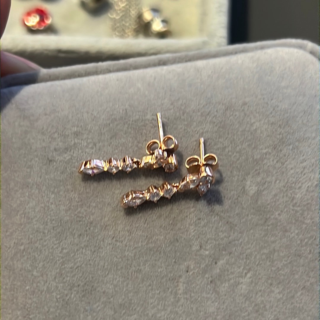 Genuine Pandora Rose Gold Pave Flower Herbarium CZ Dangle Earrings