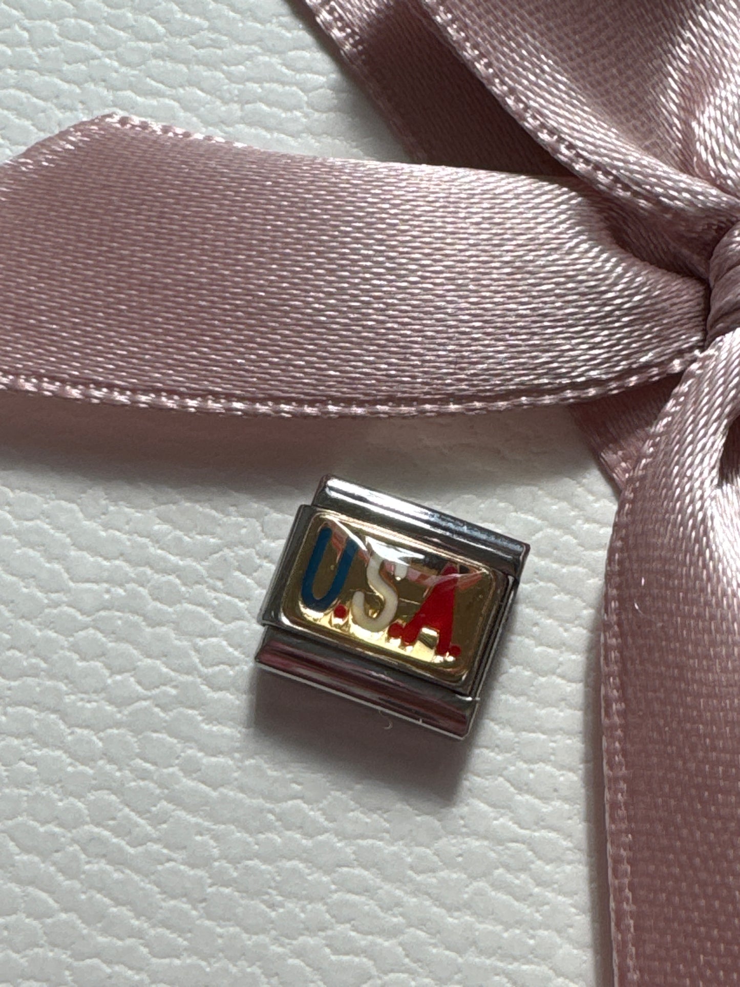 Genuine Nomination Silver Link Charm Enamel USA America