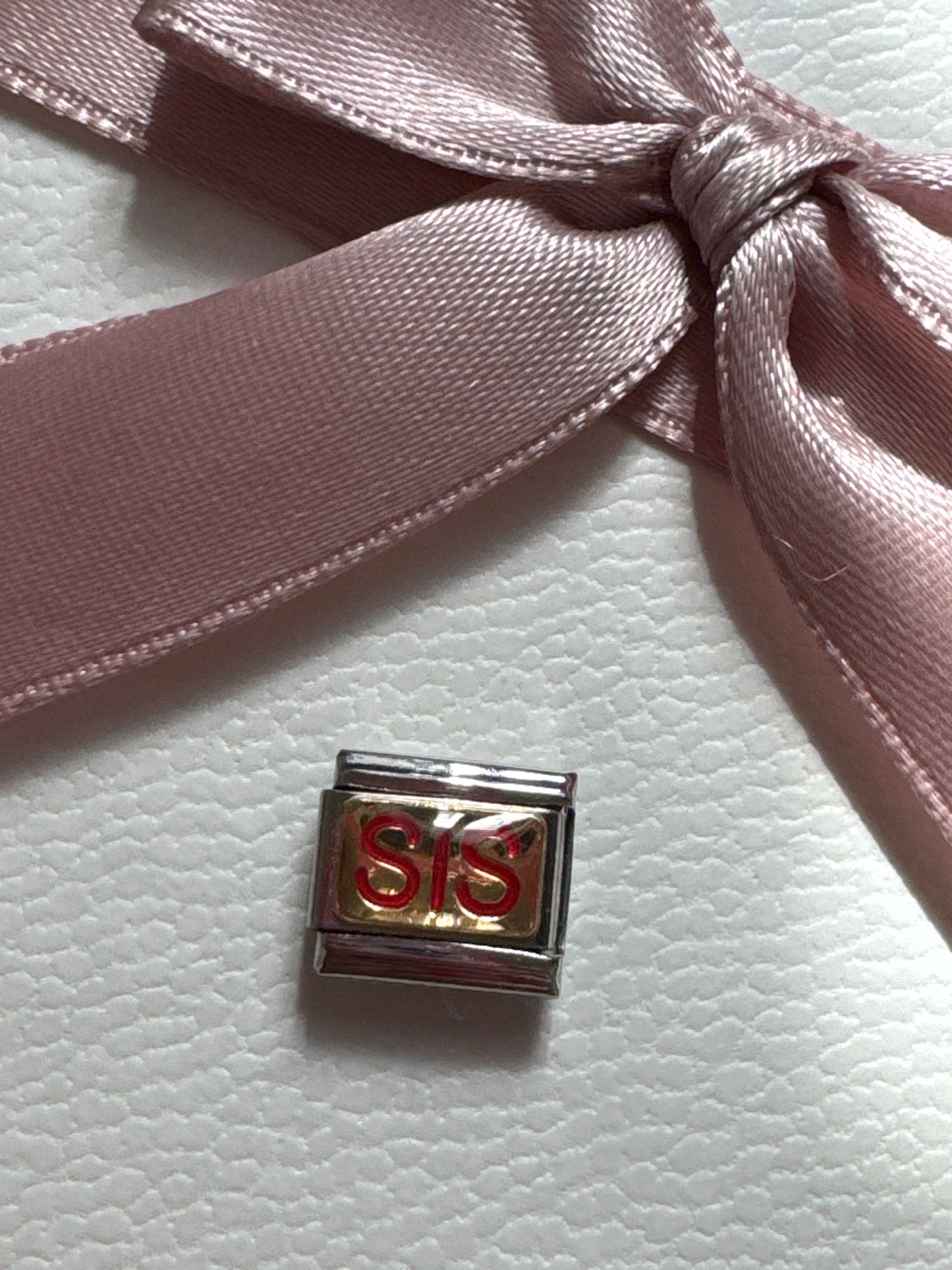 Genuine Nomination Silver Link Charm Enamel Red Sis Sister