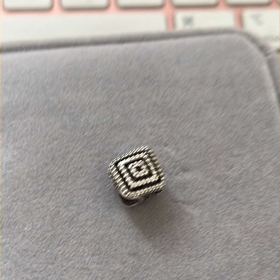 Genuine Pandora Pave Diamond Shaped Geometric Lines Charm