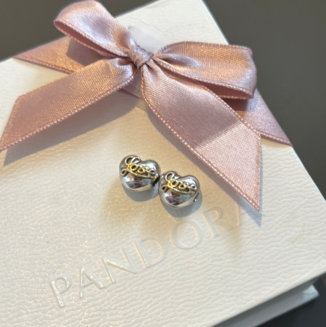 Genuine Pandora Two Tone Love Clips Heart x1