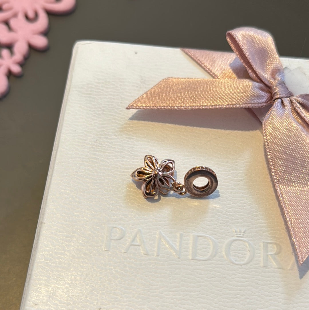 Genuine Pandora Rose Gold Cherry Blossom Flower Charm HTF