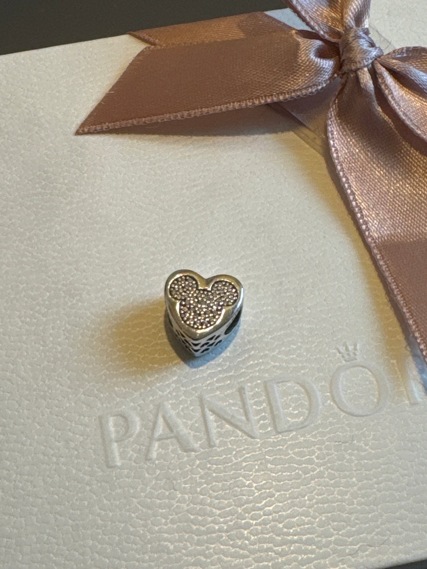 Genuine Pandora Pave Disney Pave Minnie and Mickey Head Charm
