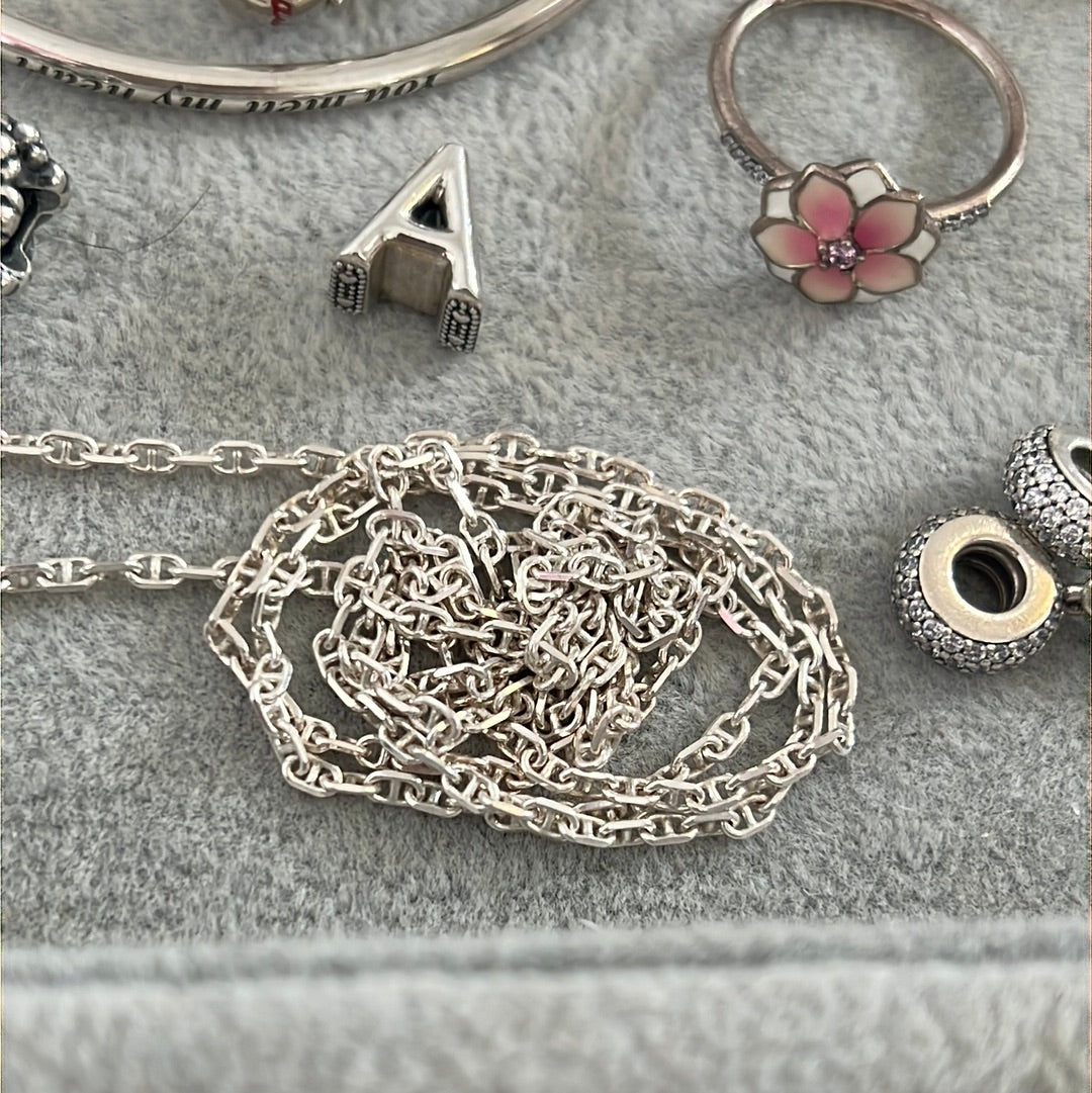 Genuine Pandora Clip Station Necklace with Hook Clasp 80cm RARE HTF