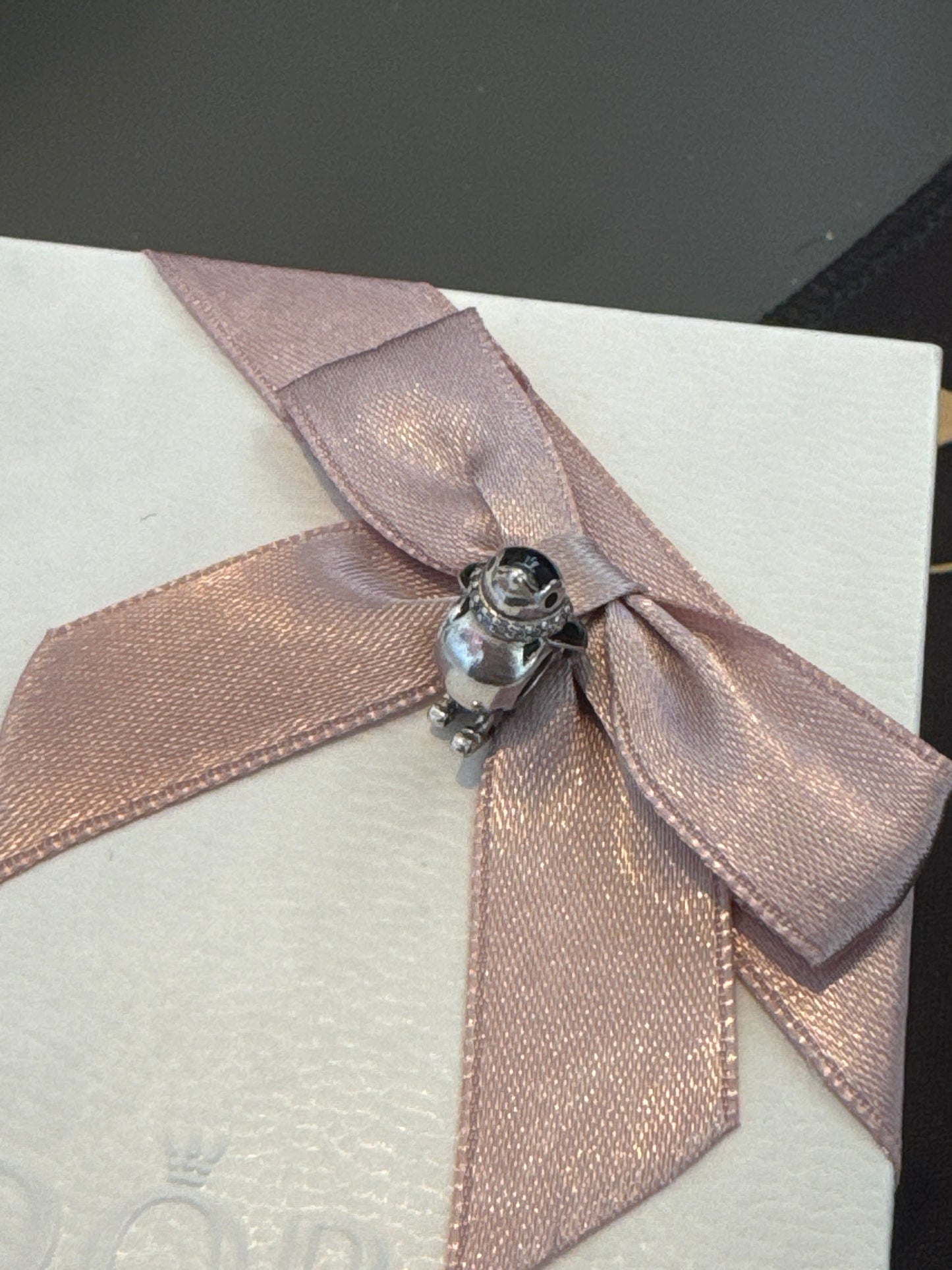 Genuine Pandora Skating Penguin Charm With Black Enamel Winter Xmas
