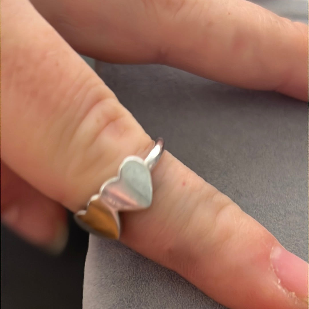 Genuine Thomas Sabo Sterling Silver Double Heart Ring Size 54