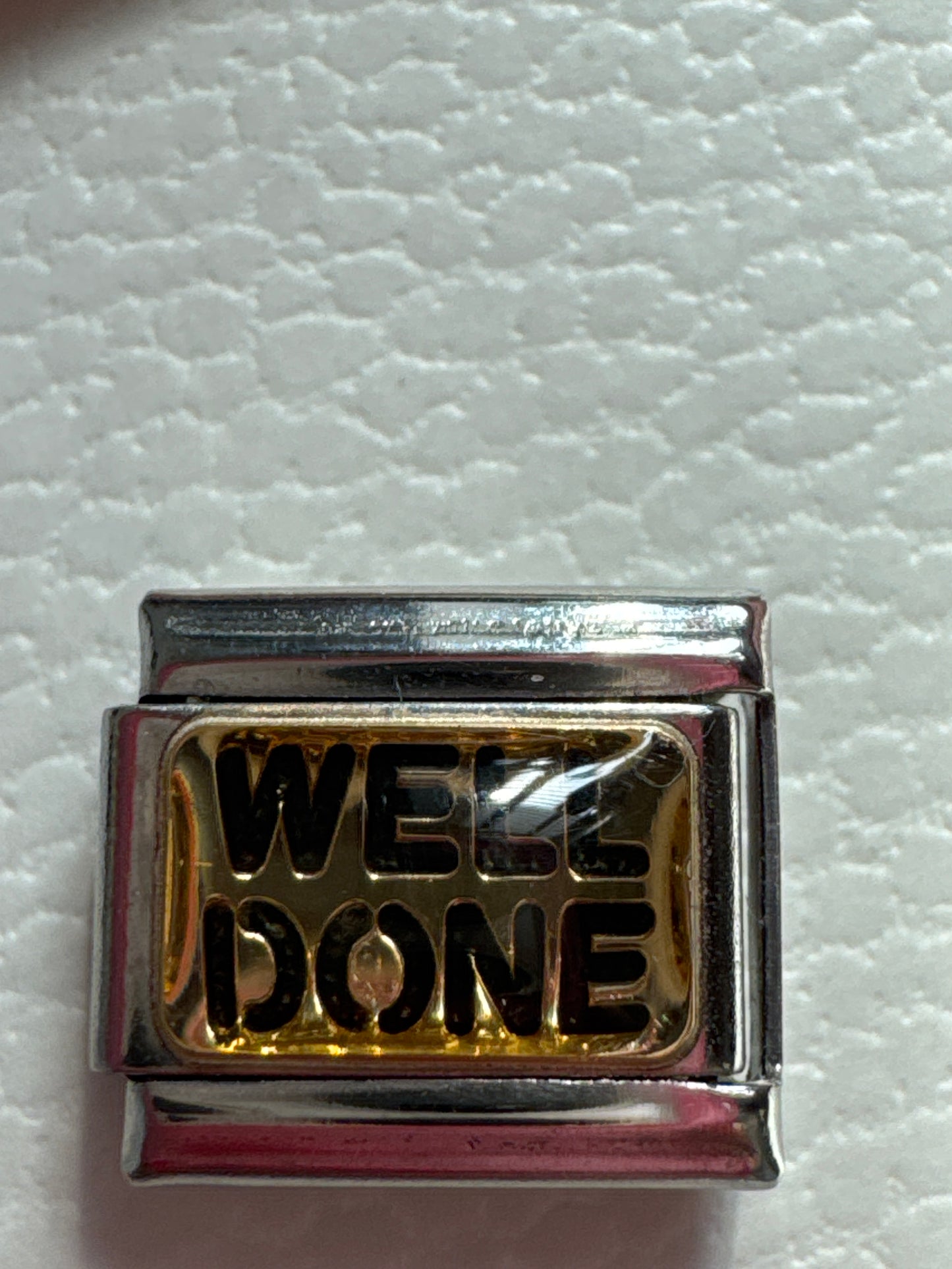 Genuine Nomination Silver Link Charm Enamel Well Done