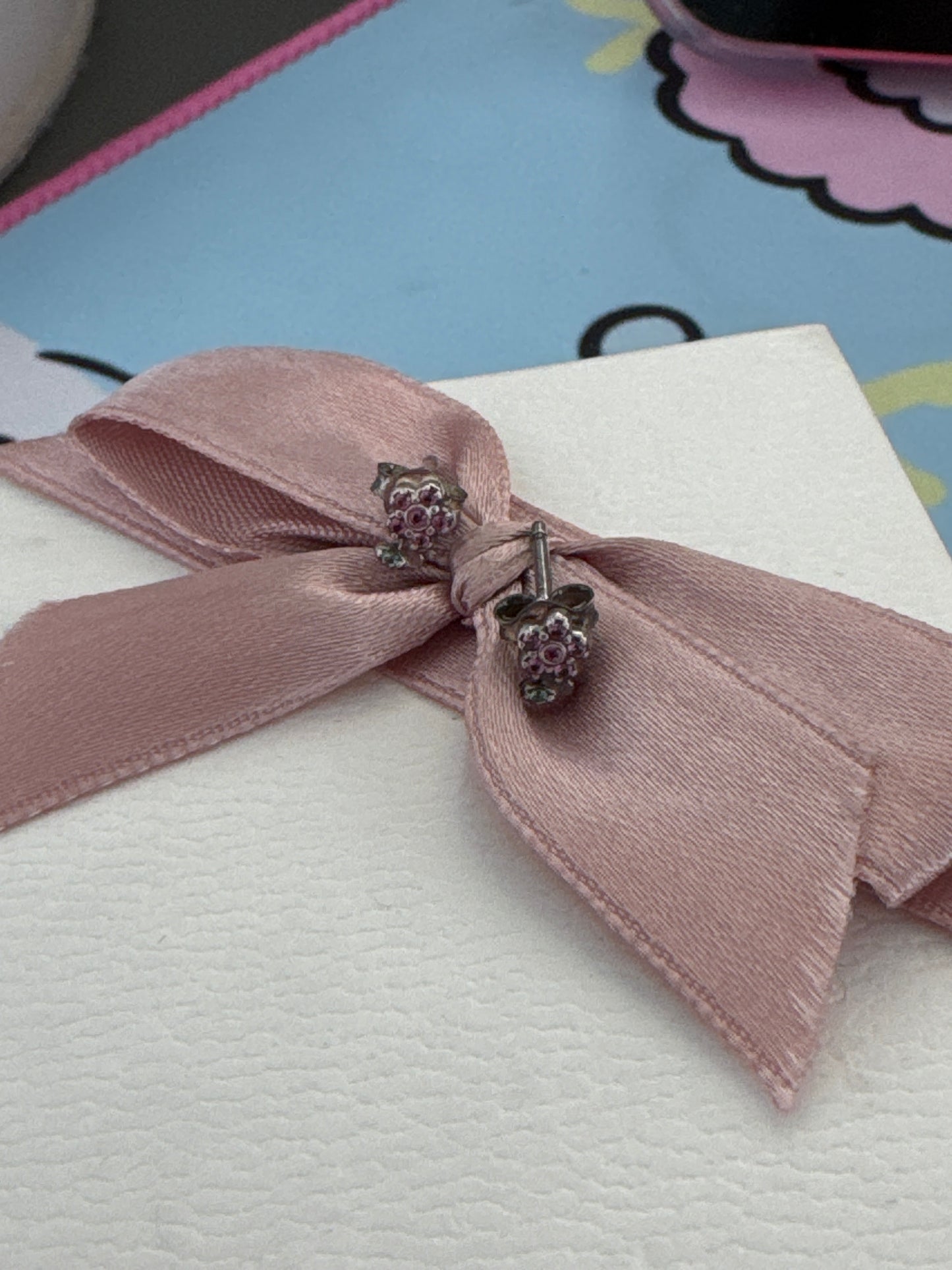 Genuine Pandora Pave Flower Tiny ME Earrings Studs