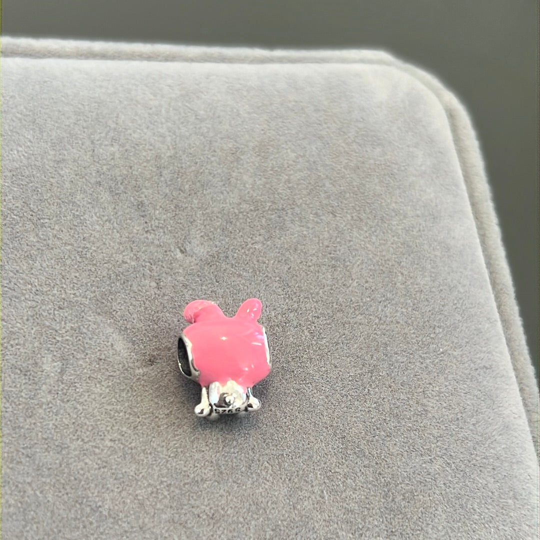 Sterling Silver Enamel Hello Kitty Pink Rabit Charm
