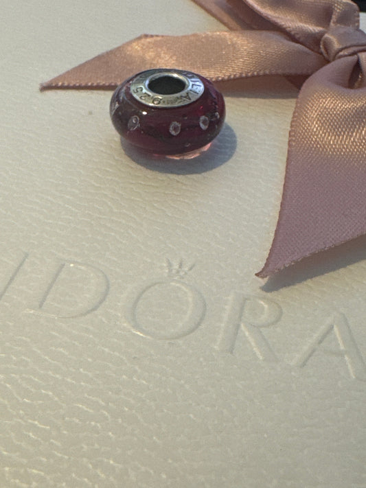 Genuine Chamilia Purple CZ Line Murano Charm