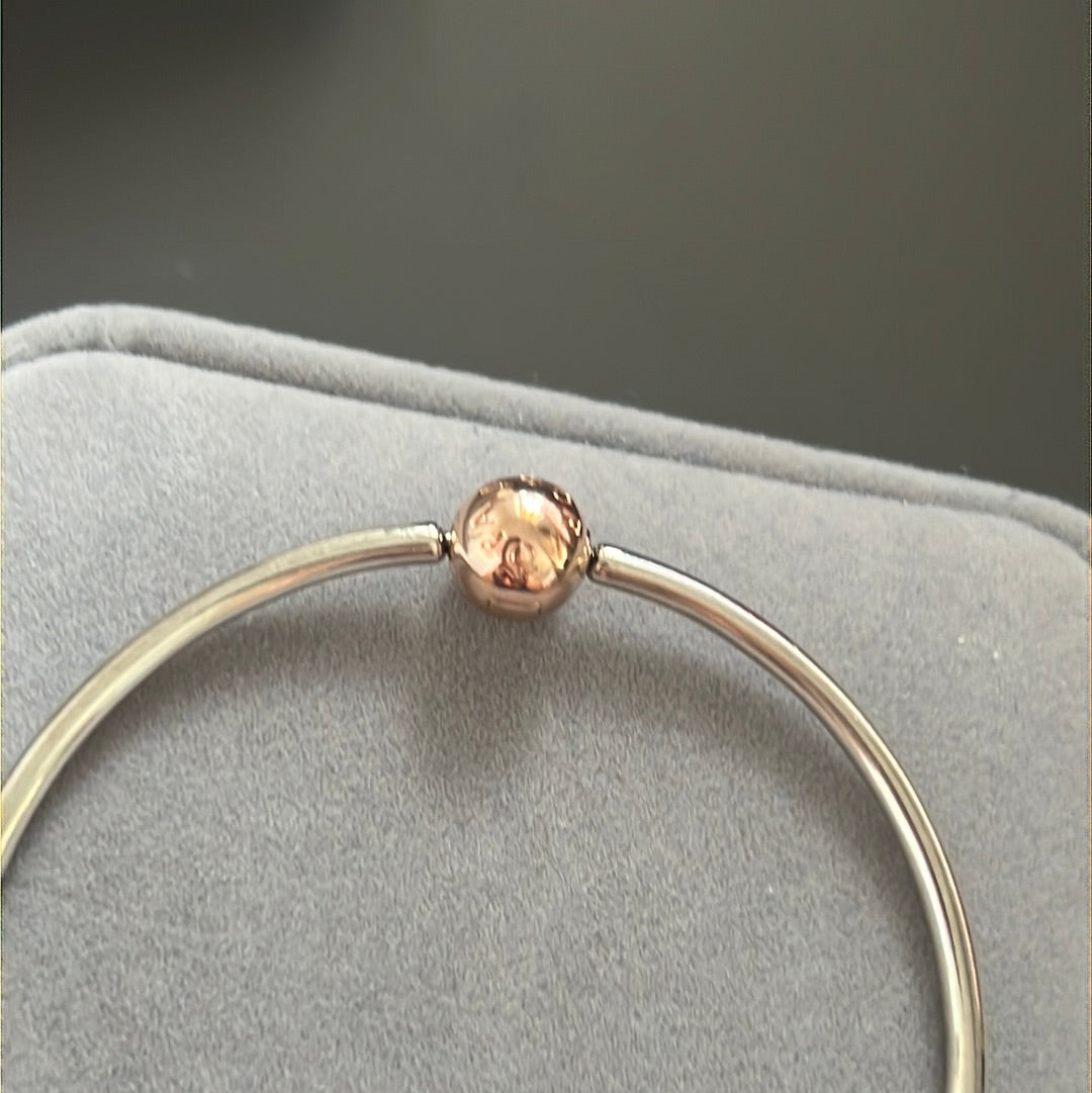 Genuine Pandora Rose Gold Clasp and Half Chain Bangle 21cm