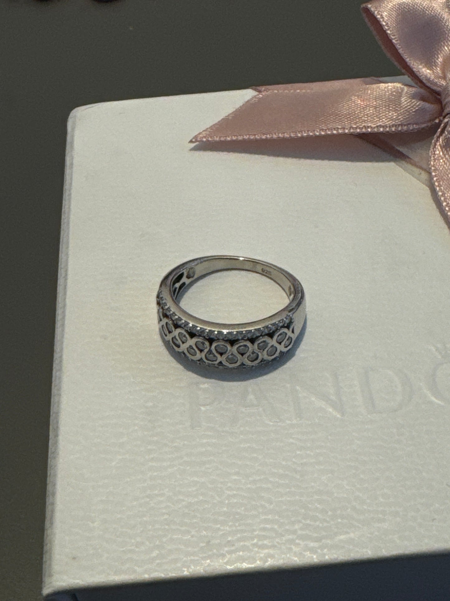 Sterling Silver Large Clear CZ Pave Circle Statement Ring 54