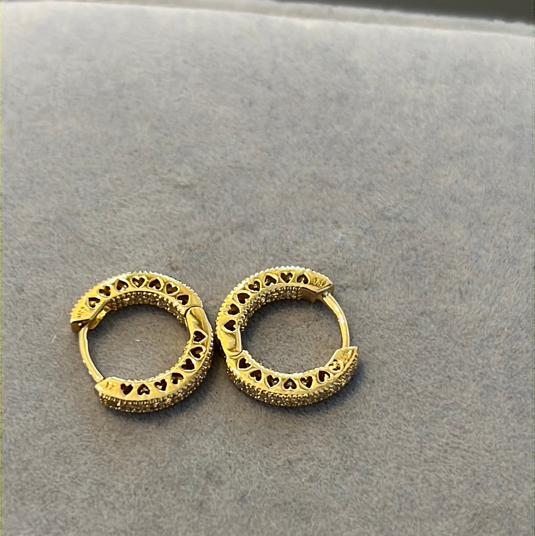 Genuine Pandora Shine Gold Radiant Heart Pave earrings Hoops
