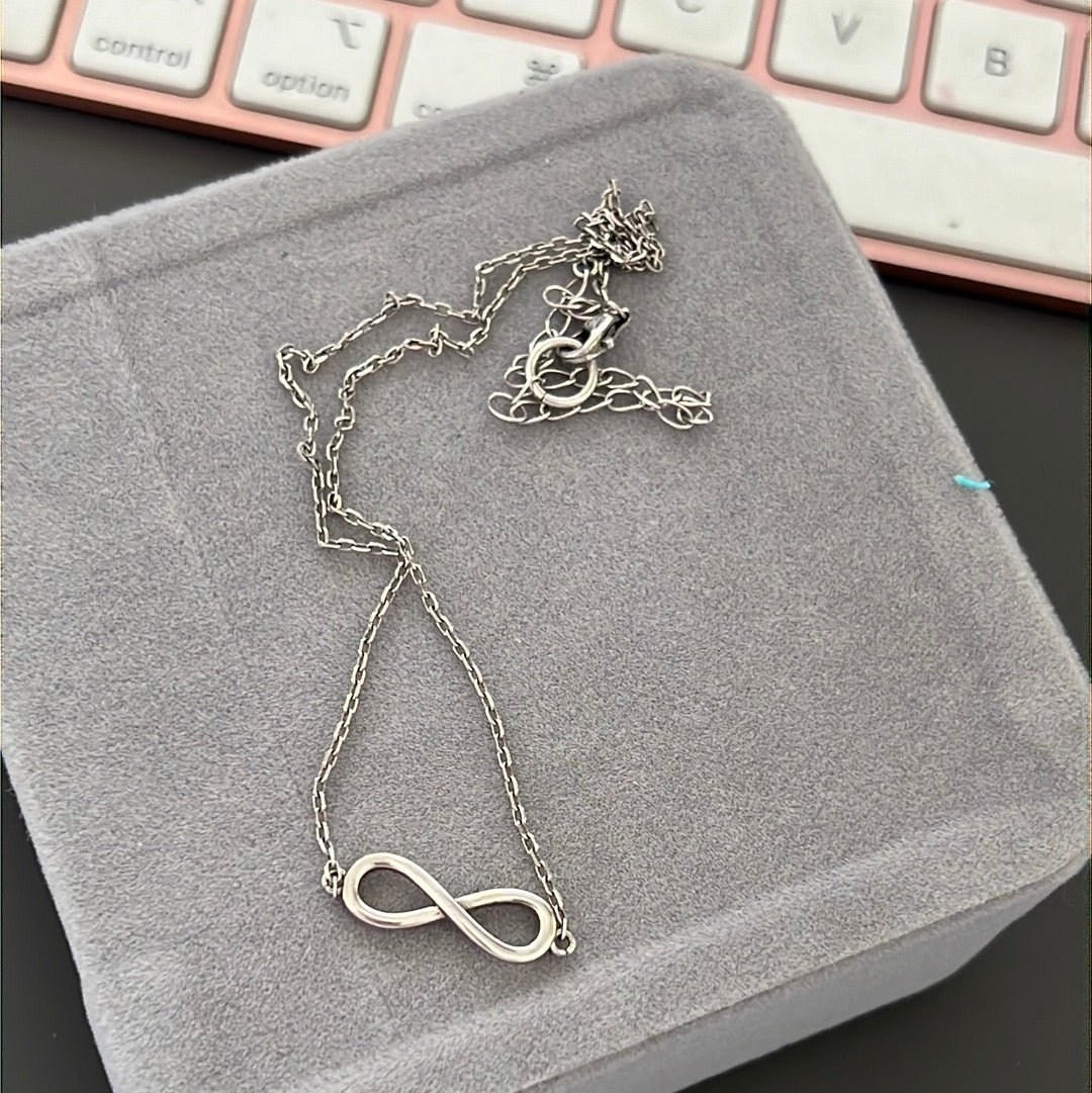 Sterling Silver Infinity Necklace 40cm Drop - Choker / Kids Length