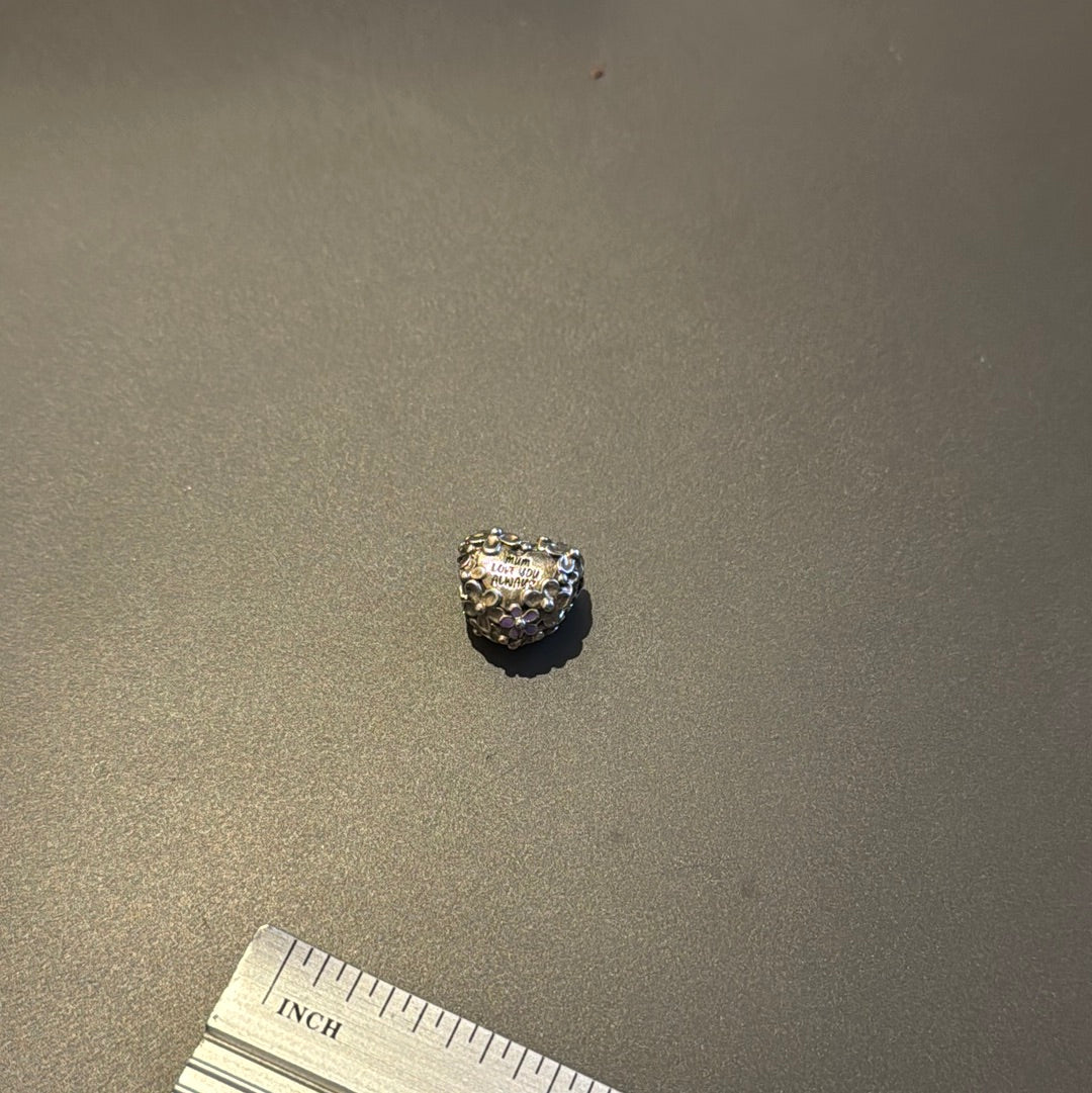 Genuine Pandora Mum Mummy Heart I Love You Always Enamel Flower Charm