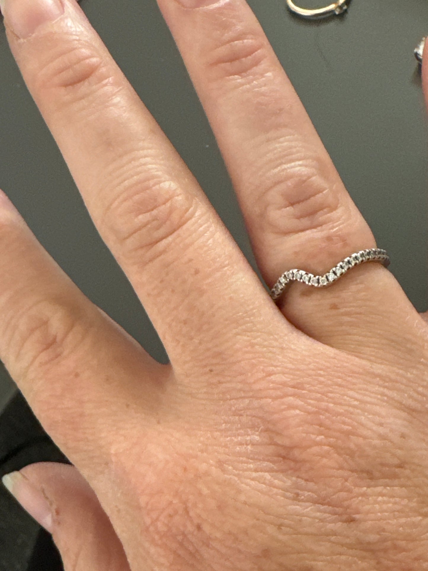 Genuine Pandora CZ Wave Ring Size 56 Silver / Rose Gold
