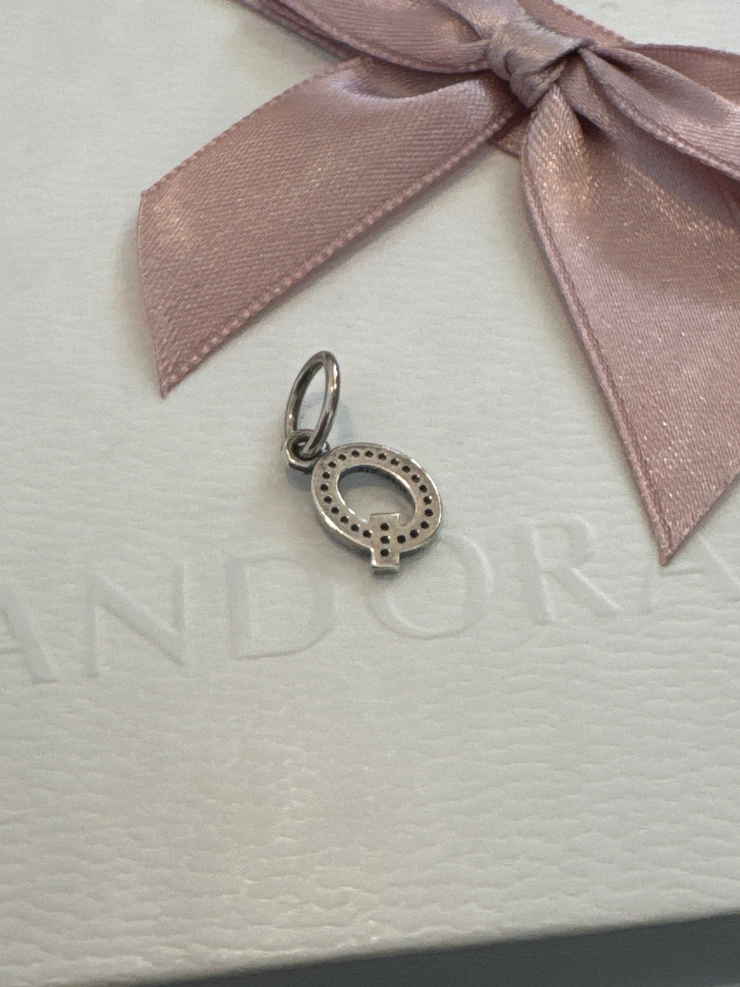 Genuine Pandora Pave Dangle Letter Q Charm