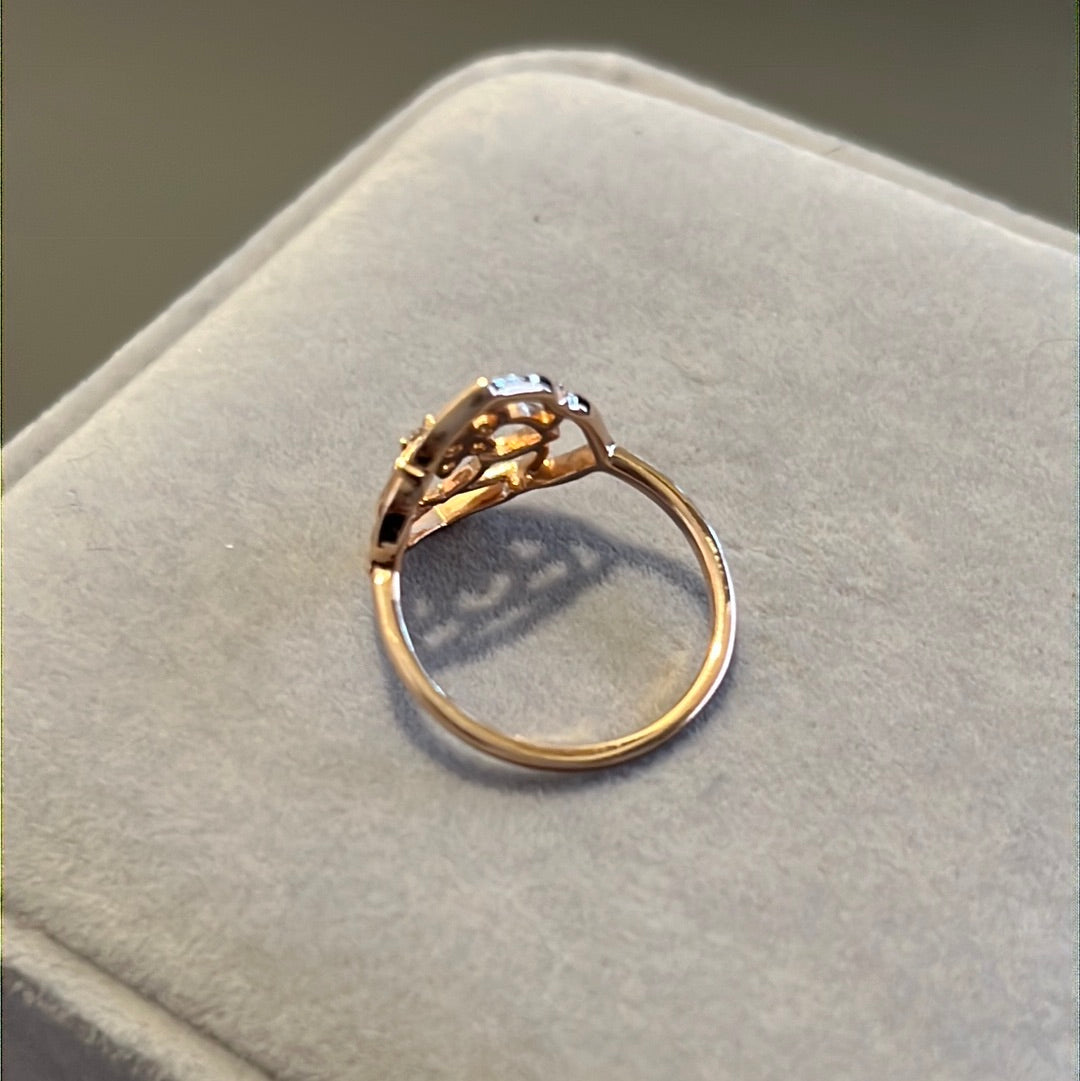 Genuine Pandora Rose Gold Sparkling Rose Flower Open Pave Ring 54