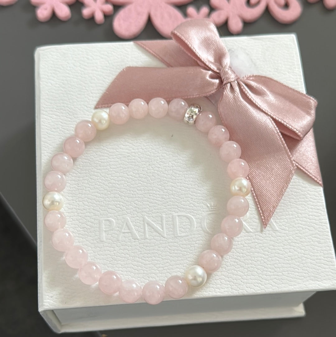 Genuine Thomas Sabo Pink and Pearl Stone Bracelet Stretchy