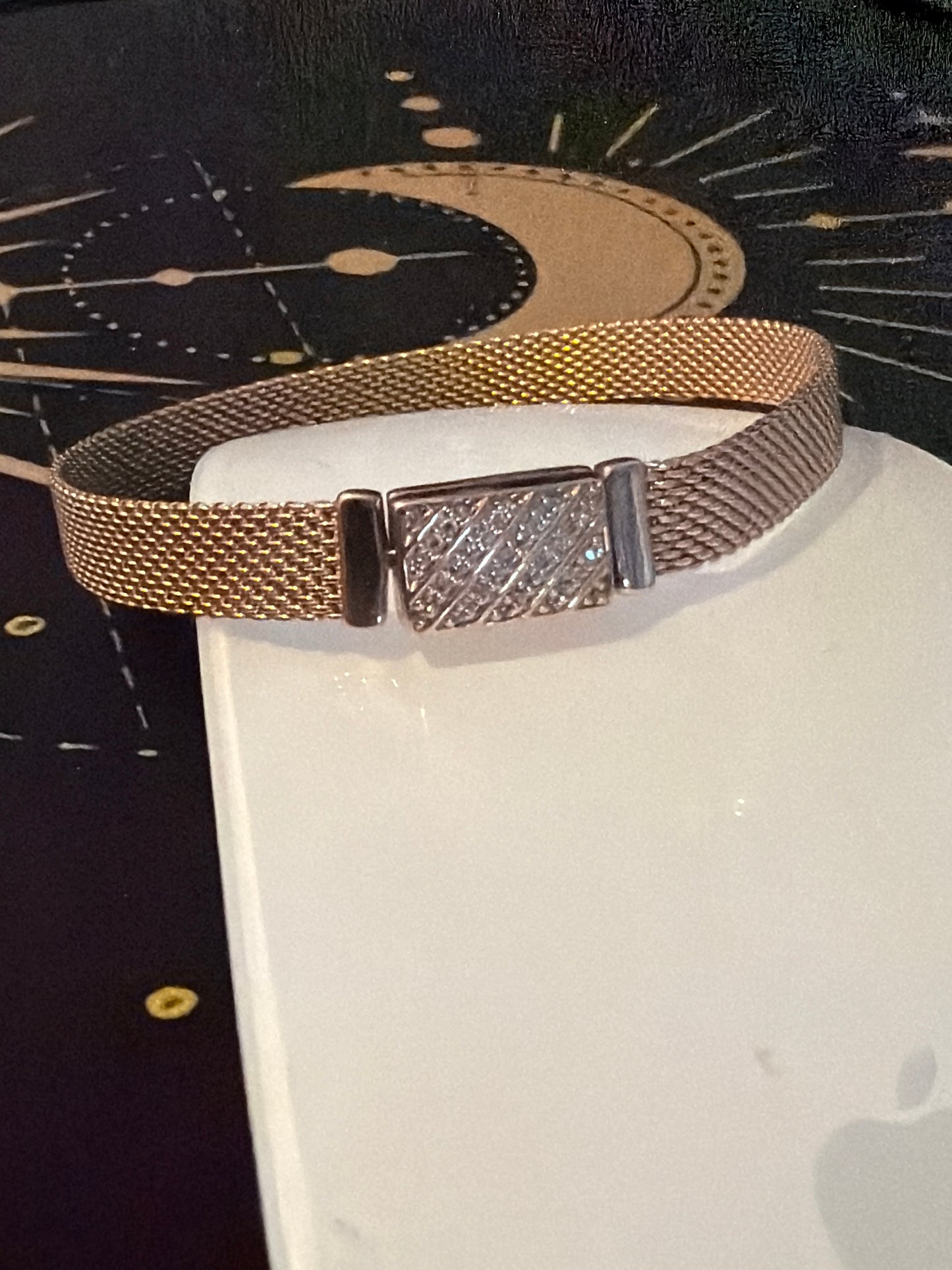 Genuine Pandora Flat Mesh Pave New Style Rose Gold Reflexions Bracelet 19cm