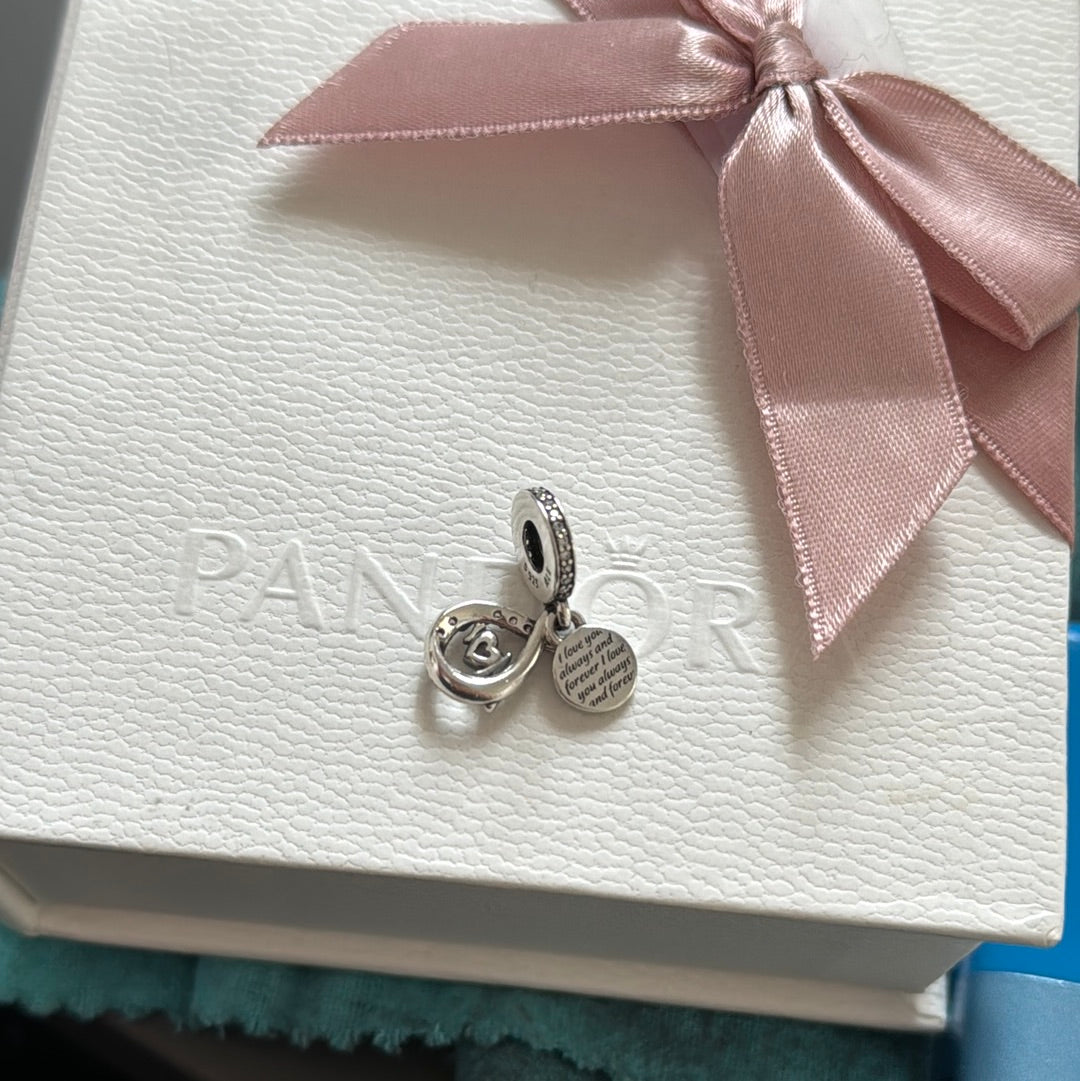 Genuine Pandora Mum Mother Mom Pave Infinity Dangle Charm
