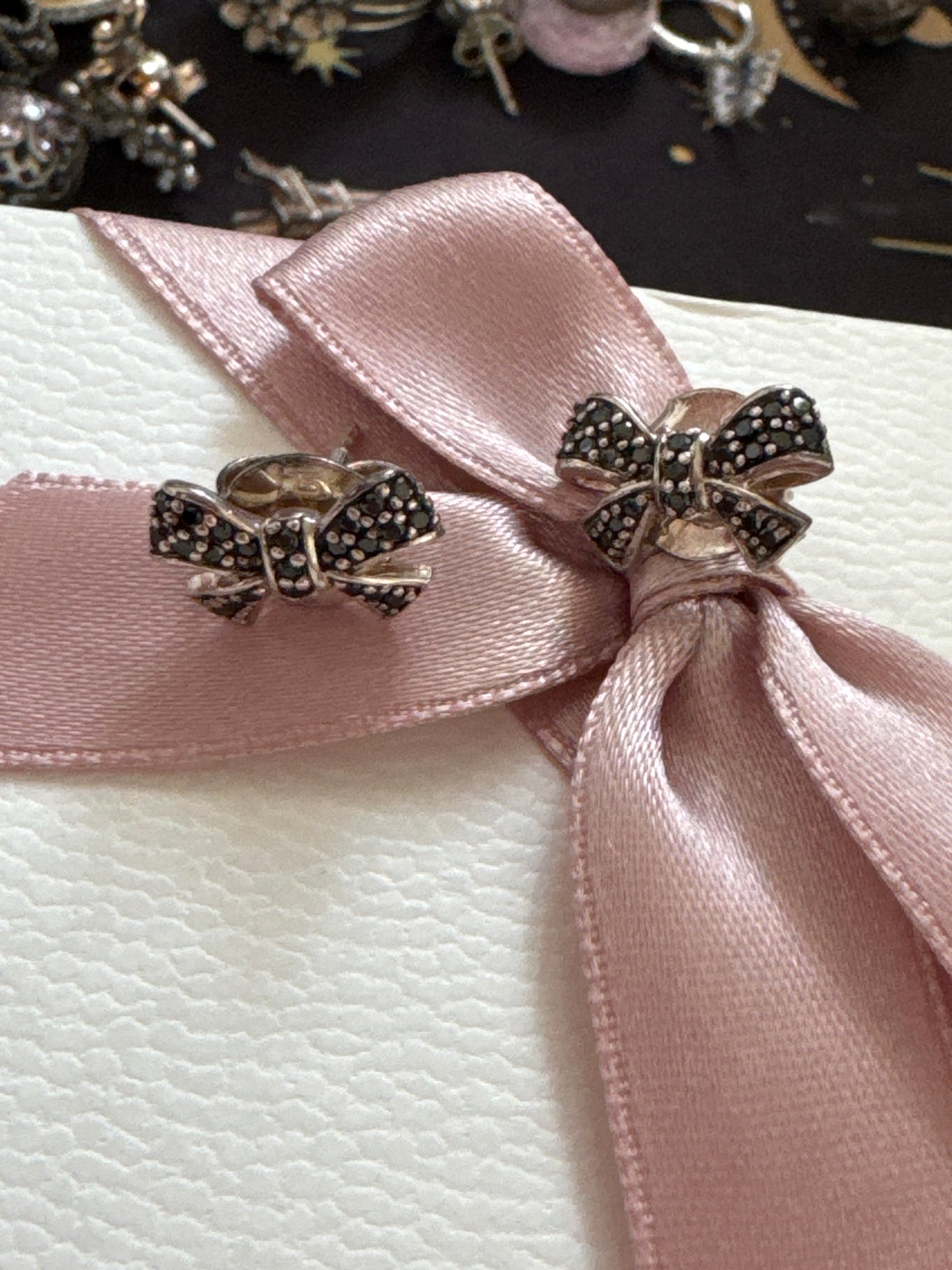 Genuine Thomas Sabo Large Bow Black Pave Earrings