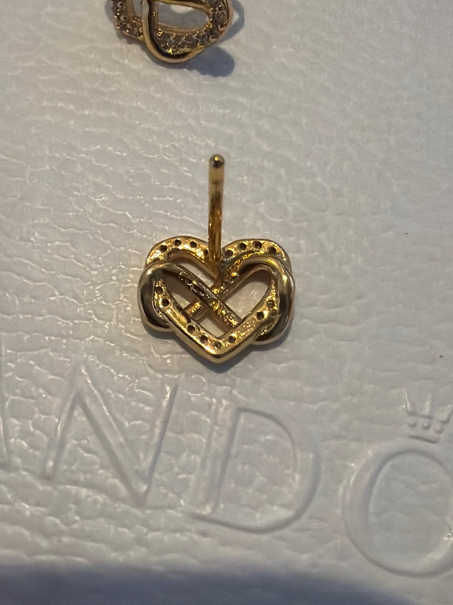 Genuine Pandora Shine Gold Clear Pave Infinity Heart Studs Earrings