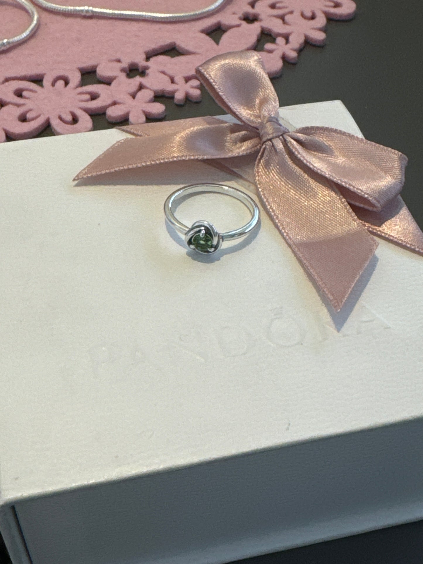 Genuine Pandora New Style Birthstone Ring Green August 56