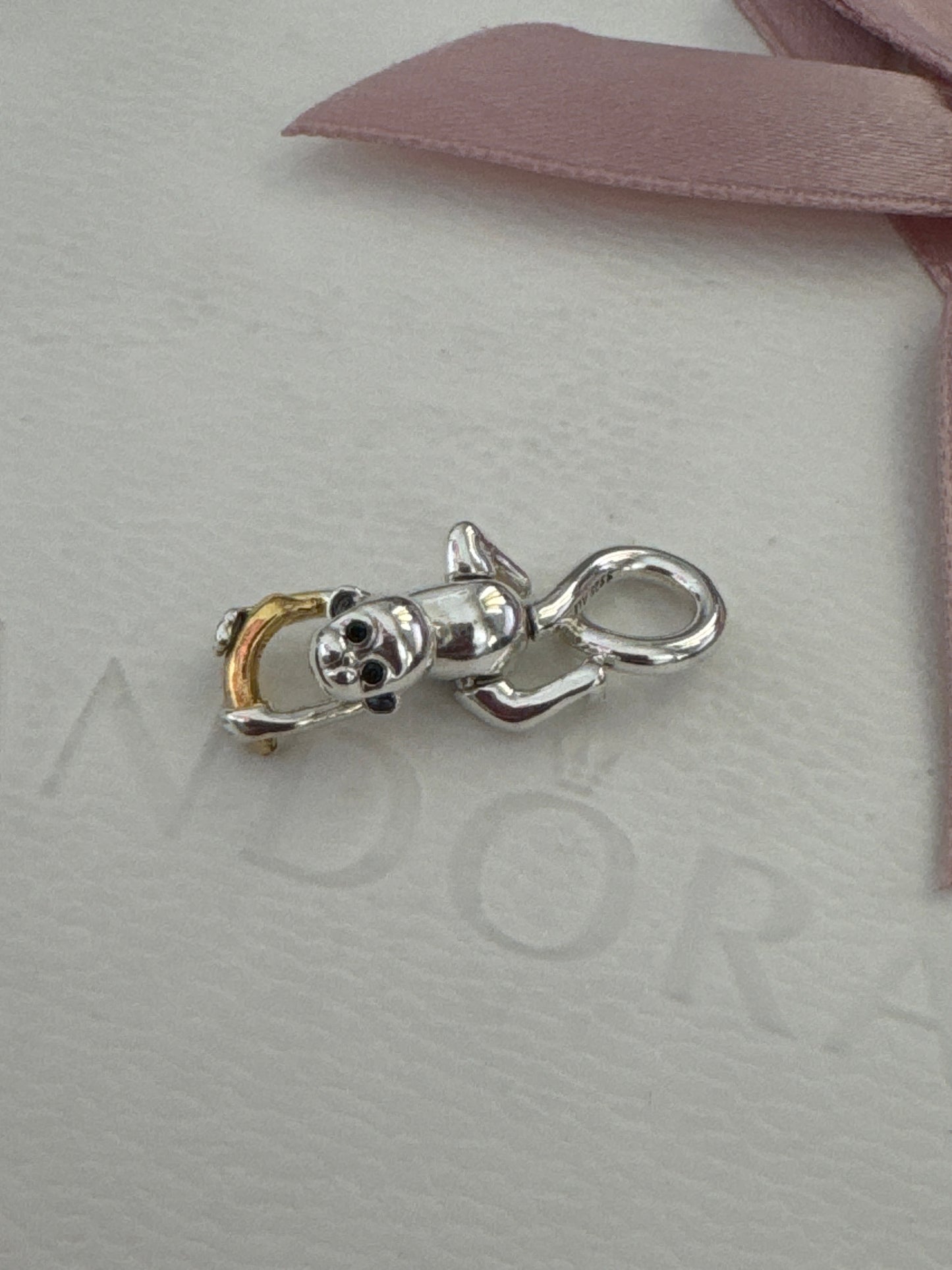 Genuine Pandora Two Tone Banana Monkey Dangle Charm