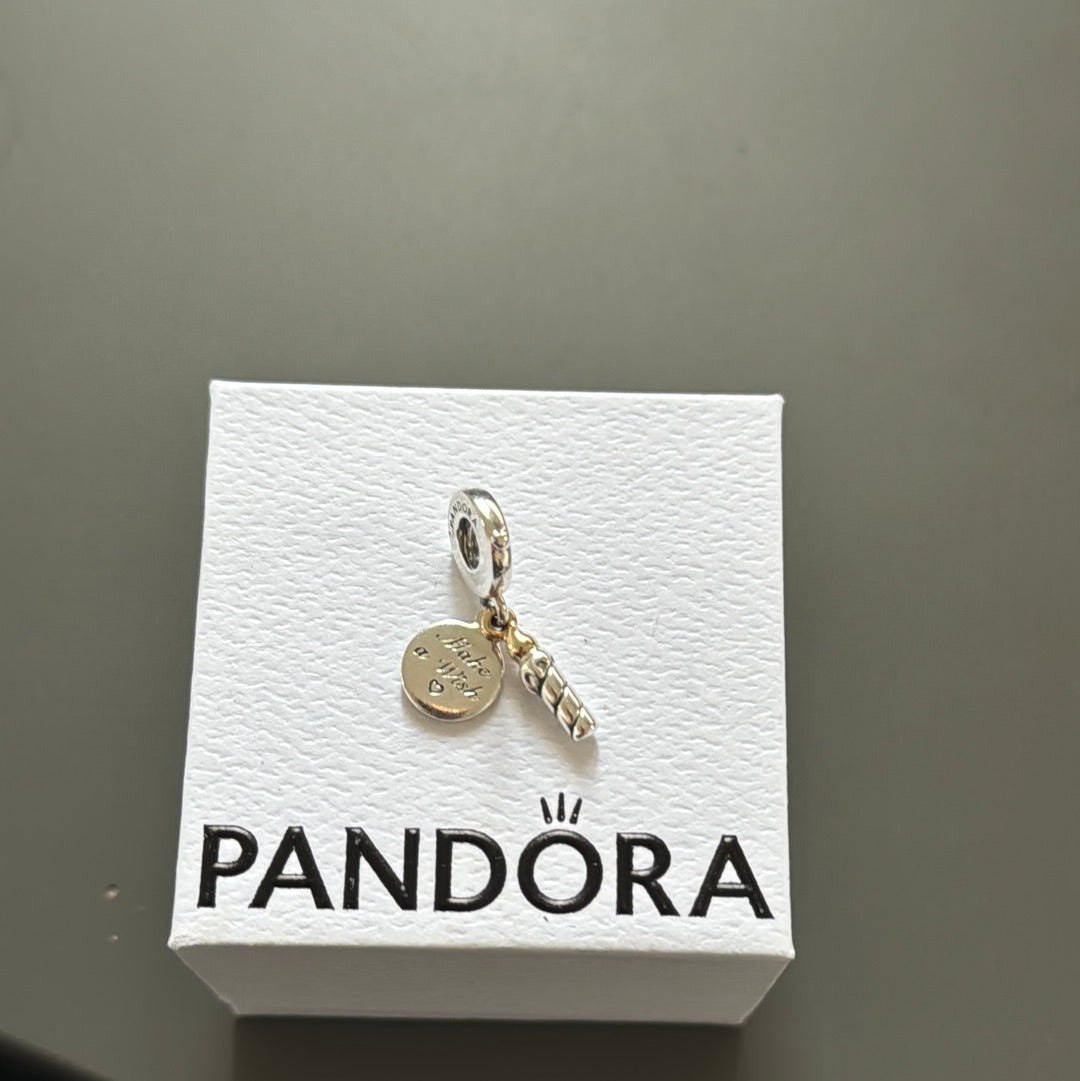 Genuine Pandora Two Tone Make a Wish Birthday Dangle Charm