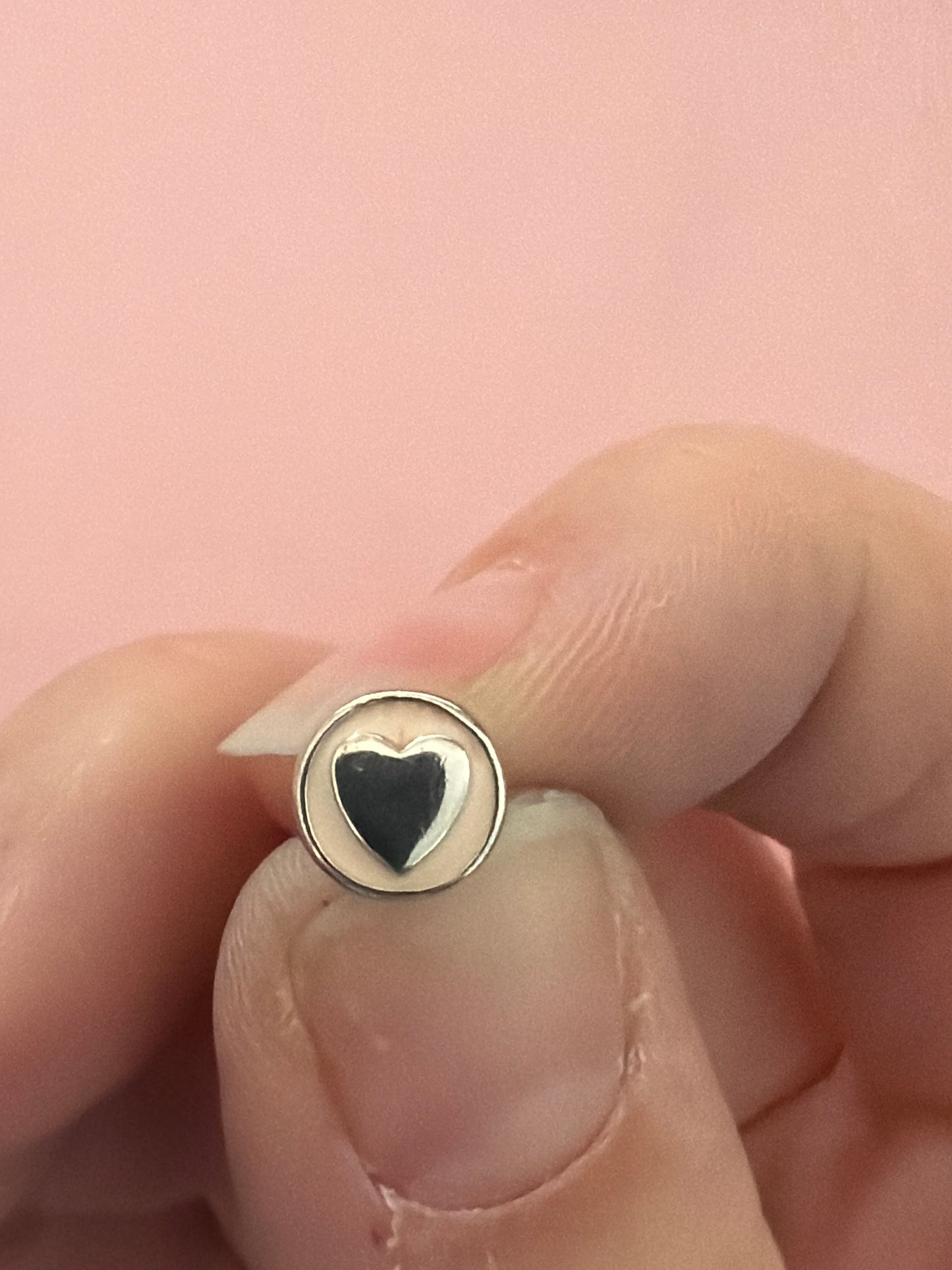 Genuine Pandora Pink Enamel & Silver Heart Stud Earrings