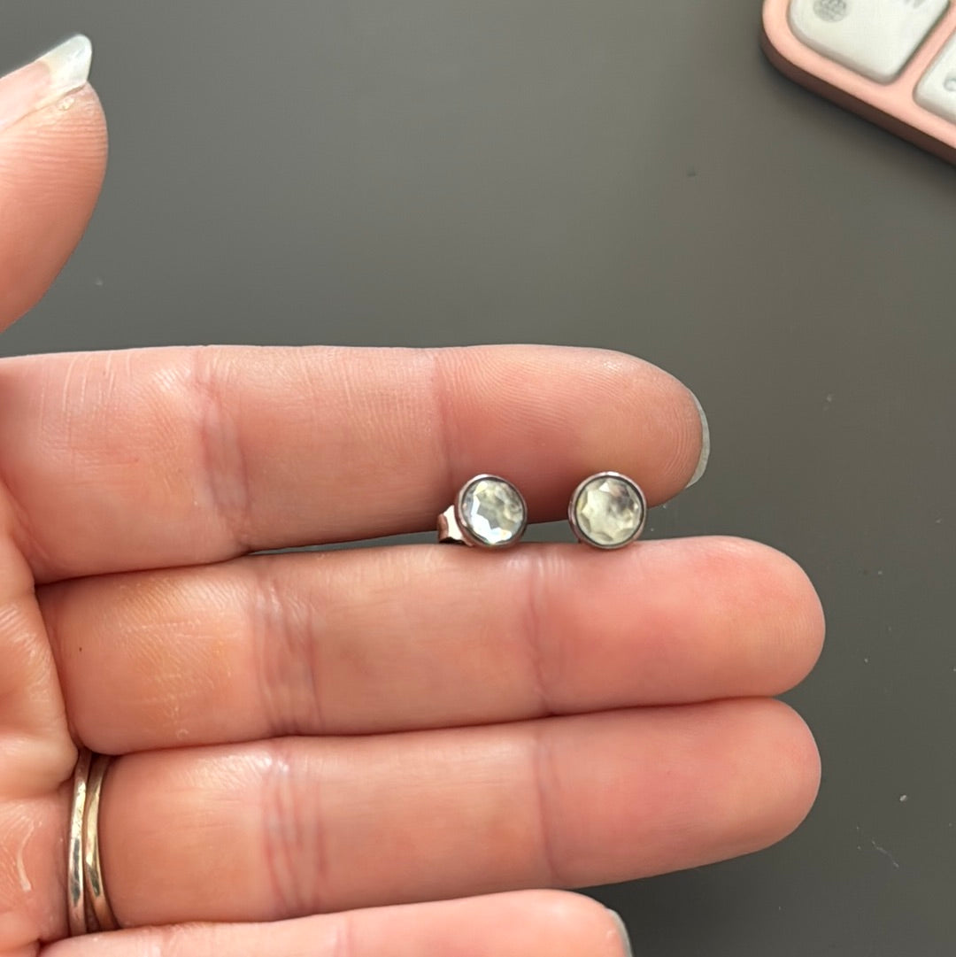 Genuine Pandora Light Blue Topaz? Birthstone Earrings Studs.