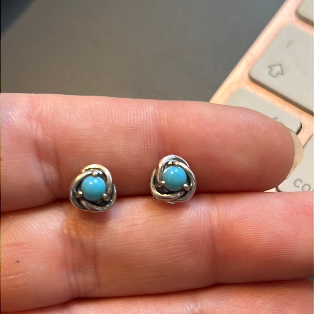 Genuine Pandora Teal Turquoise Eternity Birthstone Earrings
